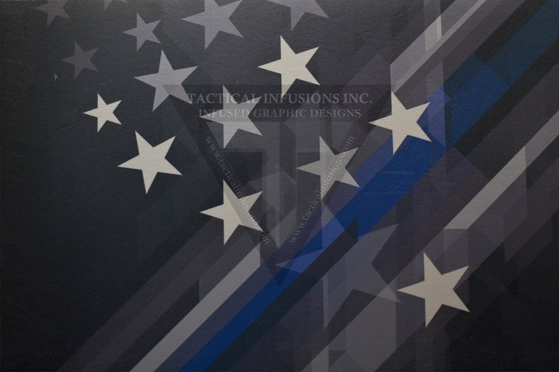 Thin Blue Line Abstract Flag on Light Grey .080